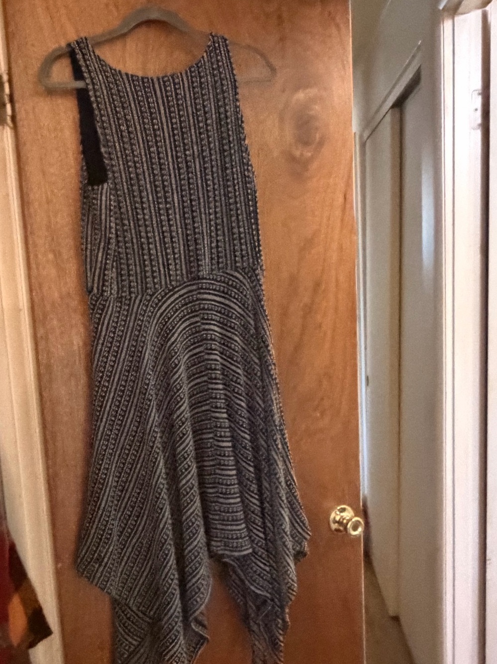 Chico's Black and White Striped Handkerchief-Hem Dress